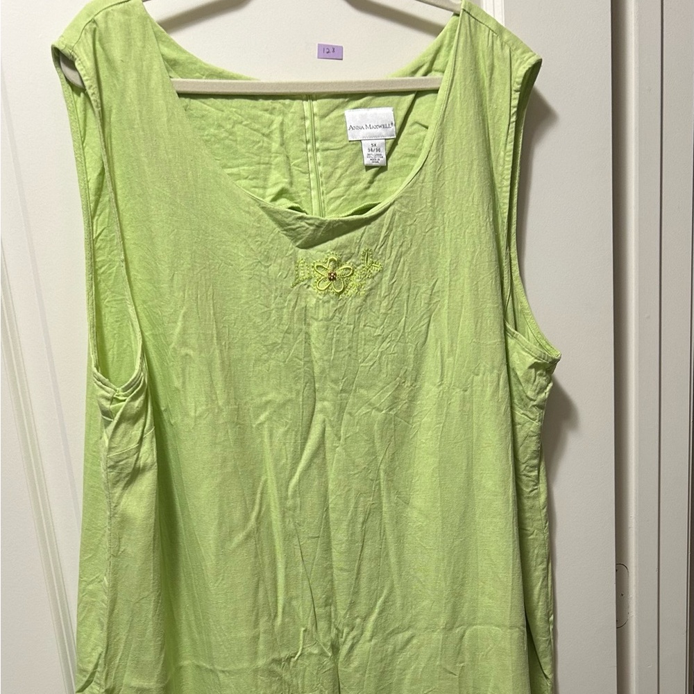 Chartreuse Green Sleeveless Dress Anna Maxwell 2X